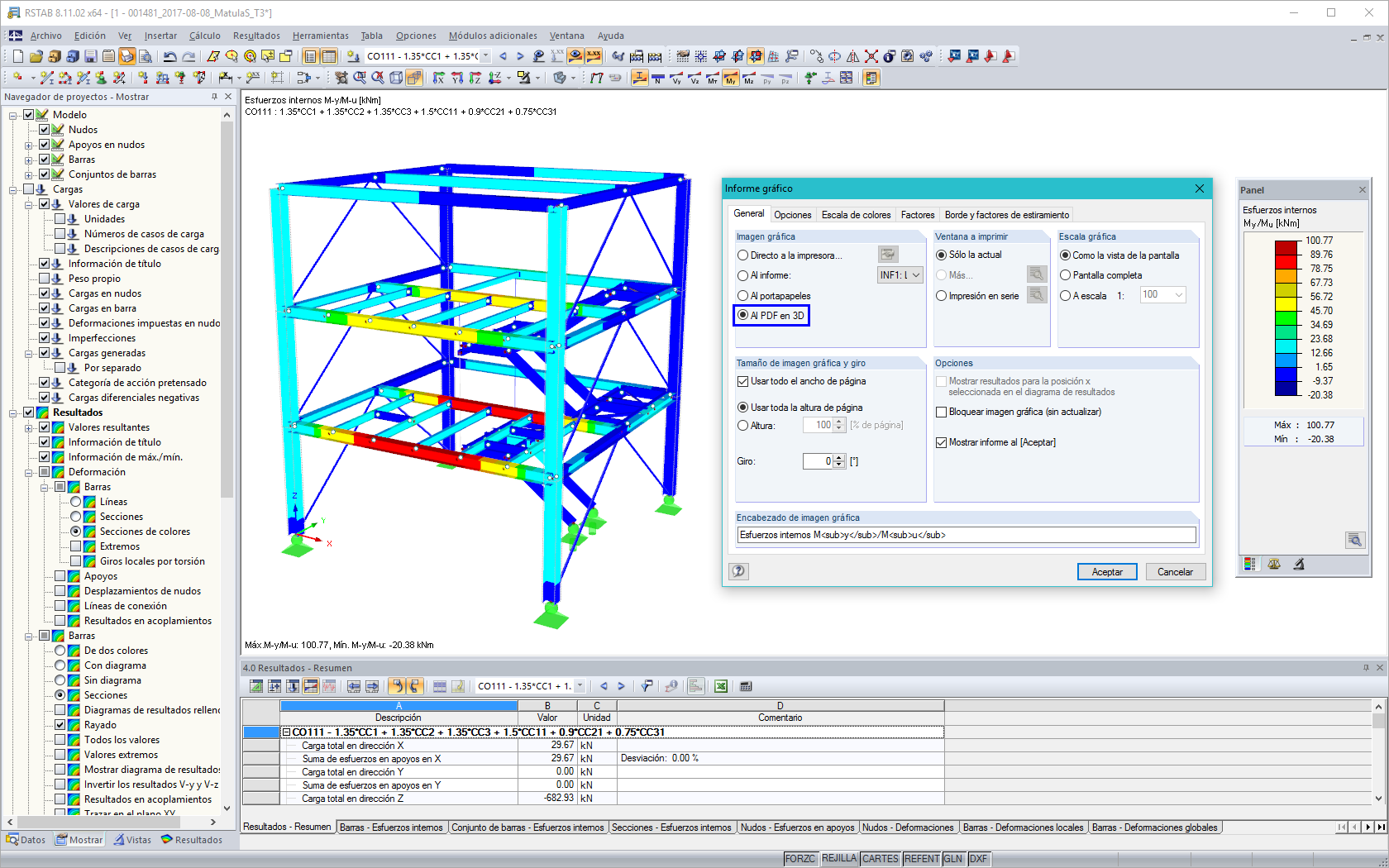 Informe gráfico al PDF en 3D