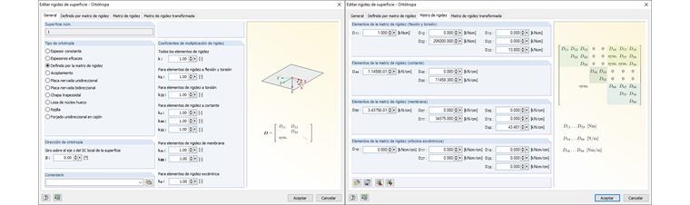 "Editar rigidez de superficie - Ortótropo" en RFEM