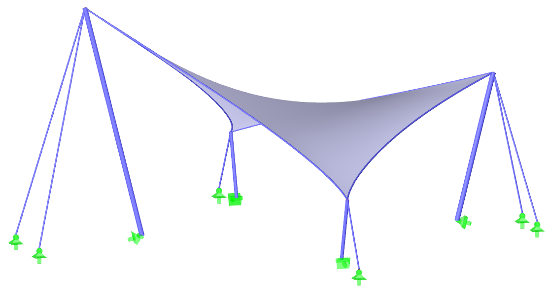 Estructura con membrana de paraboloide hiperbólico