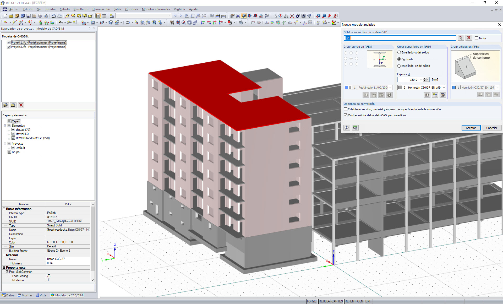 IFC-Coordination-View-Modelle in RFEM, Visualisierung und selektive Umwandlung in natives, intelligentes RFEM-Objekt
