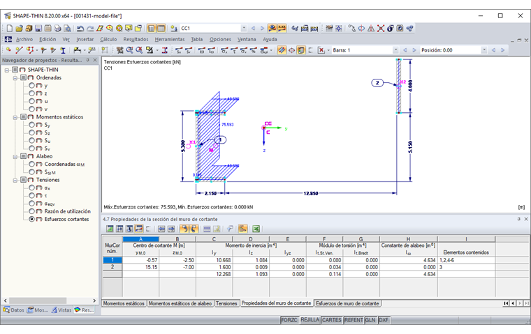 Propiedades de secciones transversales