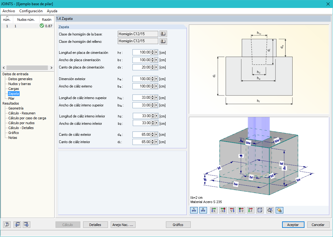 Ventana 1.4 Zapata en RF-/JOINTS