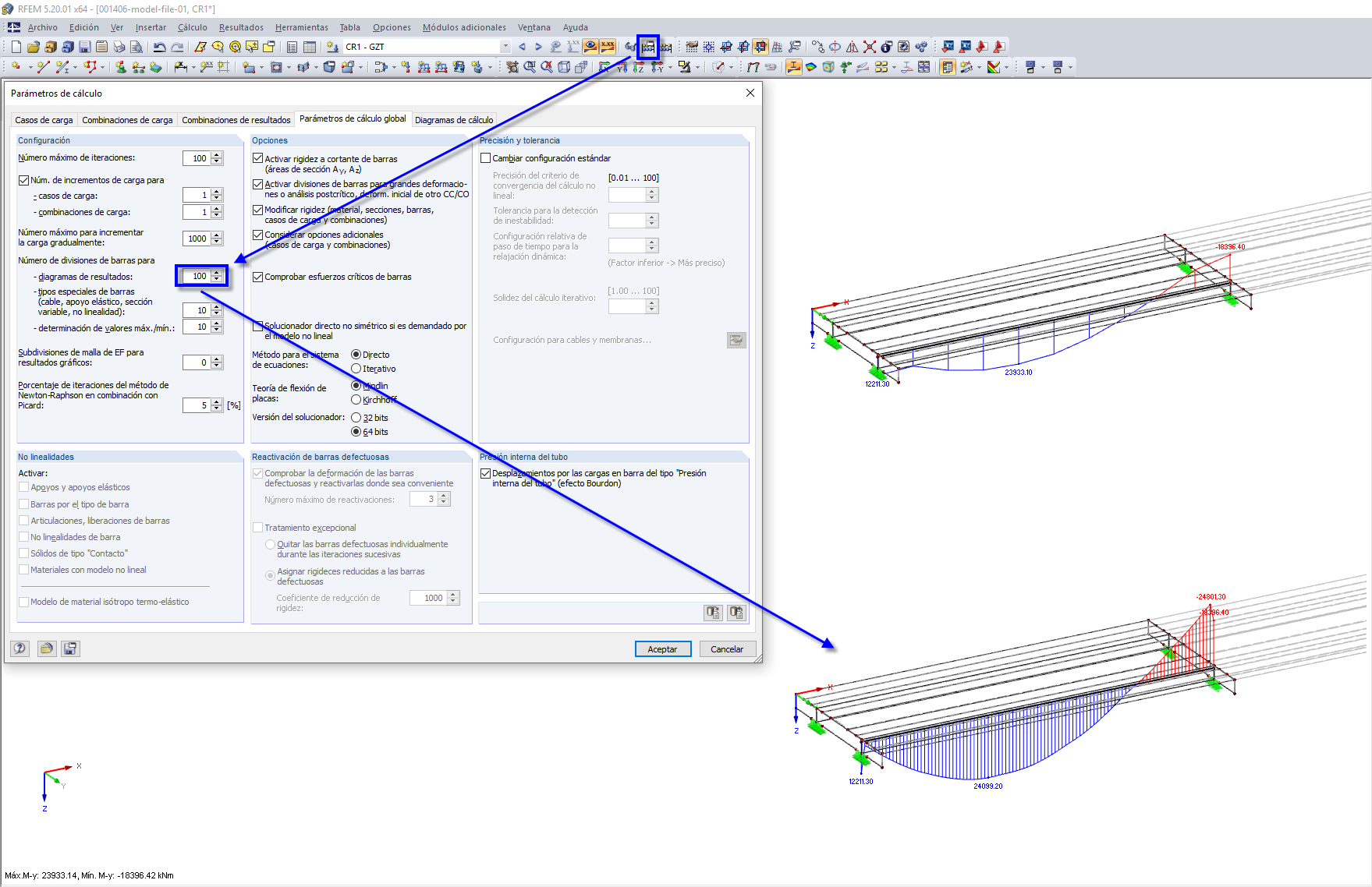 división de la barra