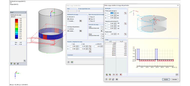 Lasteingabe in RFEM für Teilflächenlast für den Lastfall Füllen (z = 4,61 m)