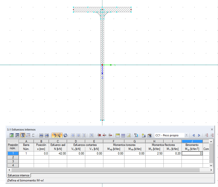 Esfuerzo axil y momentos flectores