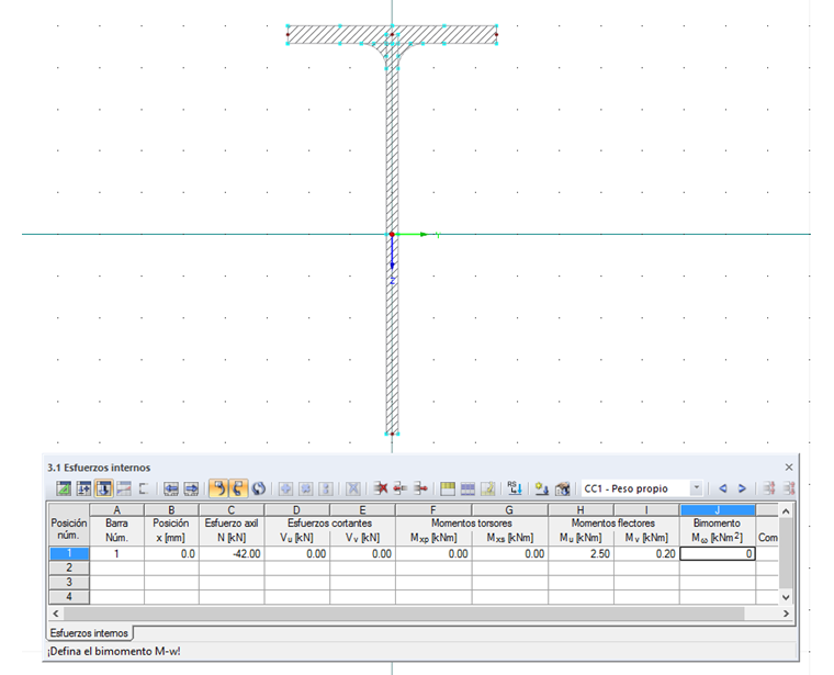 Esfuerzo axil y momentos flectores