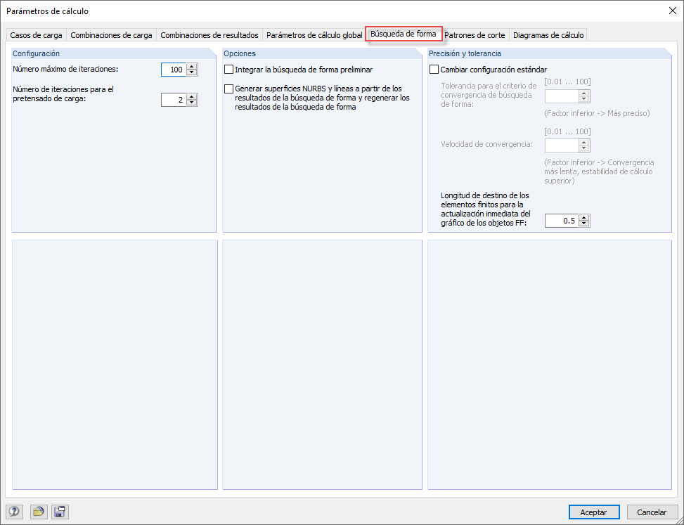 Parámetros de cálculo