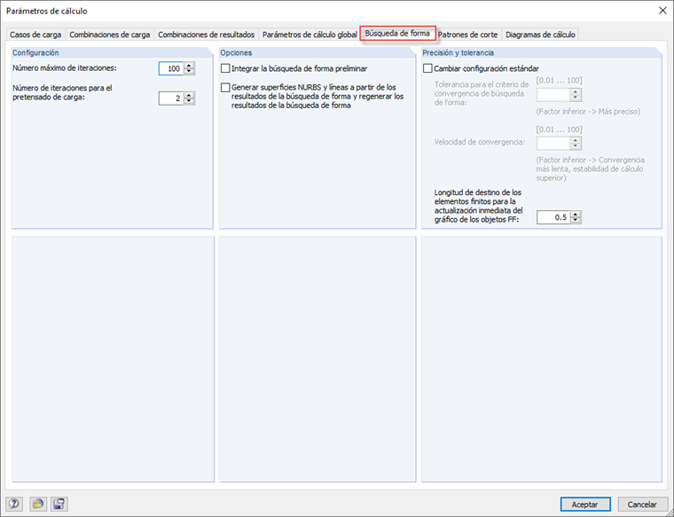 Parámetros de cálculo