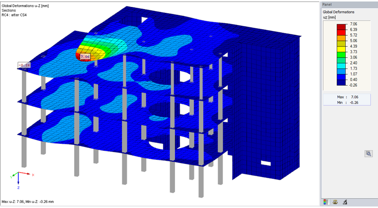 RFEM: Verformungen im Endzustand