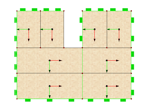 Dirección del tramo de las placas (dirección del tramo principal en rojo)