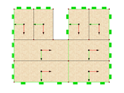Dirección del tramo de las placas (dirección del tramo principal en rojo)