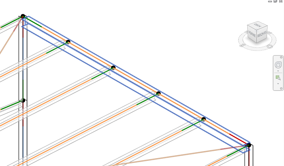 Diferencias en el modelo BIM y el modelo estructural: La viga transversal describe un componente estructural físico. En el modelo de análisis estructural, se convierte en cinco miembros analíticos o el enlazador de malla FEM debe ser capaz de reconocer los nodos que se encuentran en la línea de la viga para engranarlos en consecuencia.
