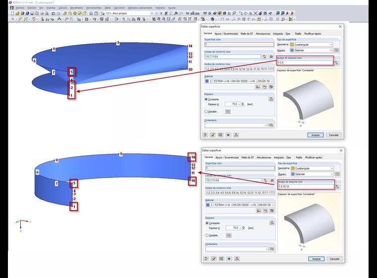 Eckpunkte von Quadrangelflächen