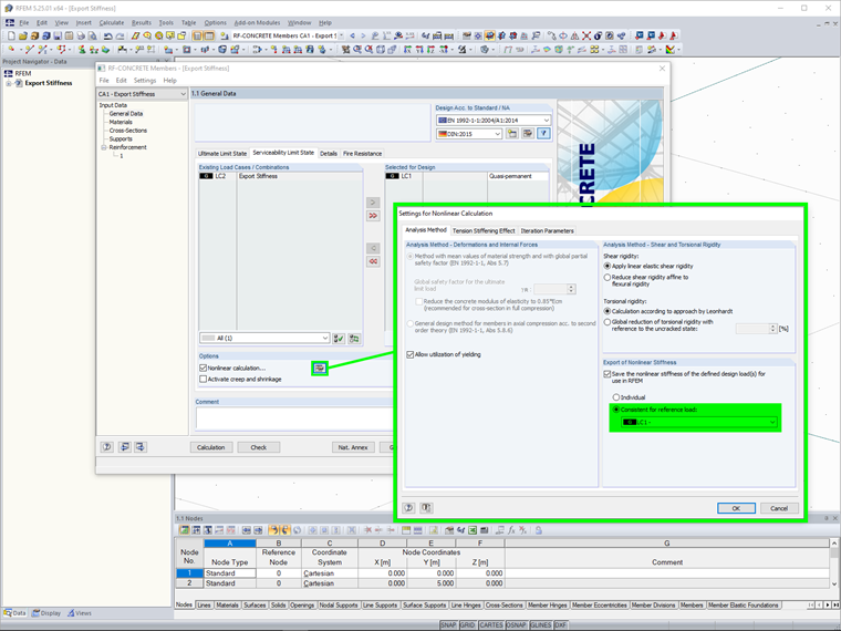 Exportación de la rigidez
