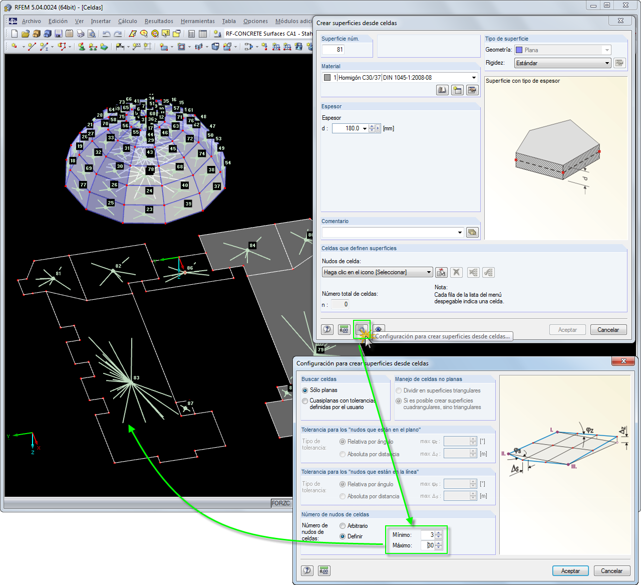 Crear superficies desde celdas
