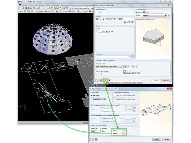Crear superficies desde celdas