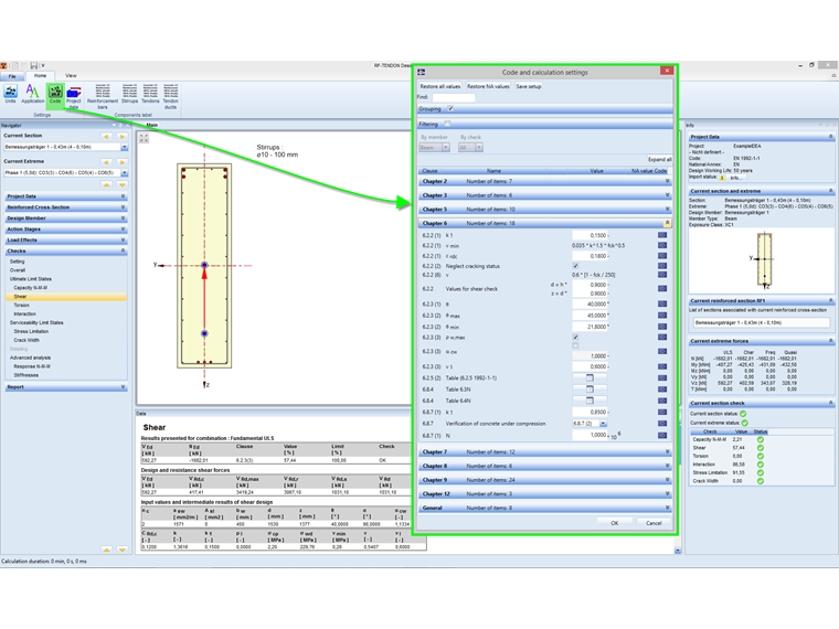 Configuración estándar y de cálculo