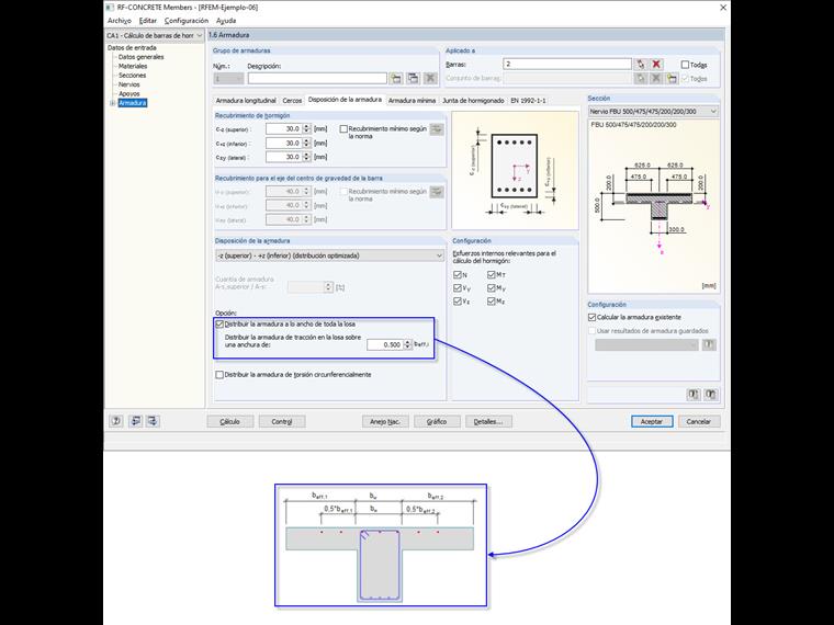 Begrenzte Verteilungsbreite der Zugbewehrung in der Gurtplatte von Plattenbalkenquerschnitten