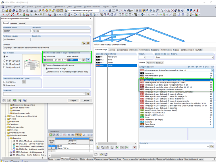 Combinaciones de cargas de grúas: EN 1990 + EN 1991-3 - Acciones inducidas por grúas y maquinaria
