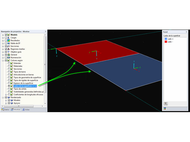 Coloración de superficies en el renderizado en dirección Z