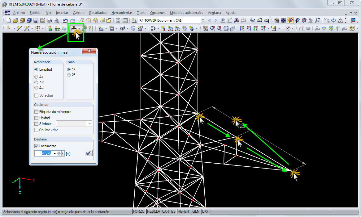 Dimensionamiento de la cadena sesgada