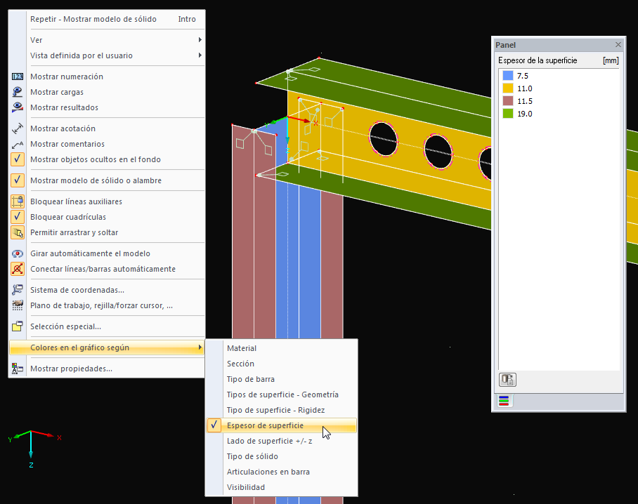 Disposición de colores en el gráfico