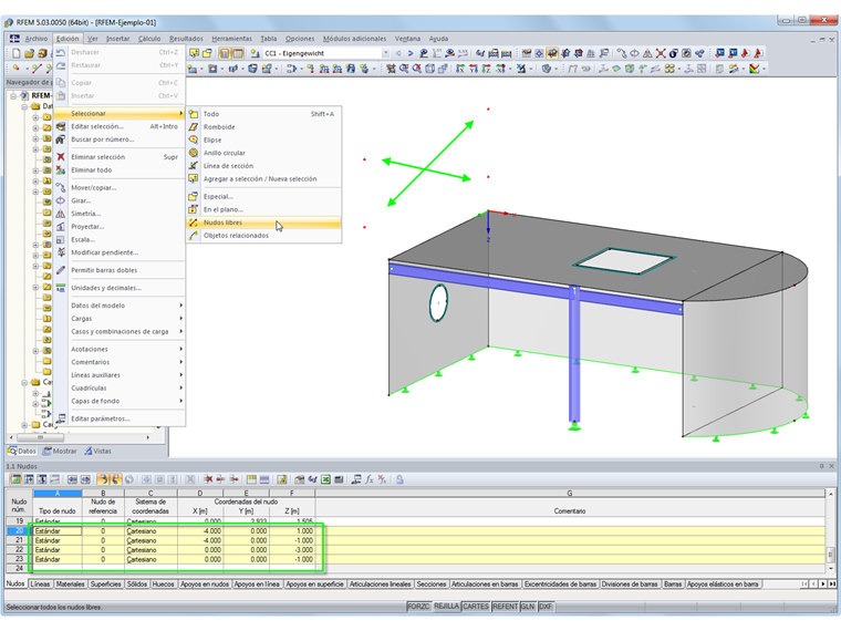 Seleccionar nudos libres