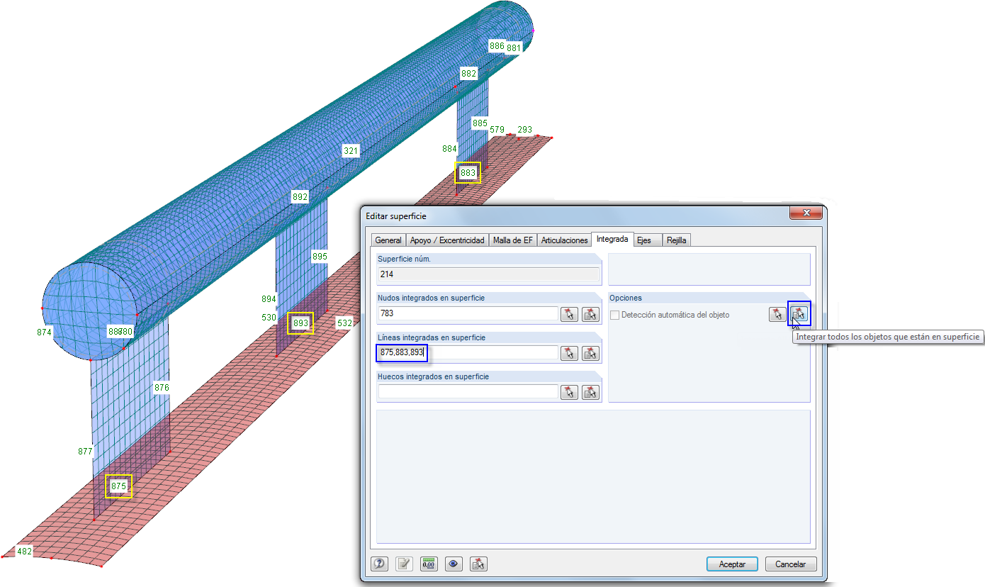 Integración automática de objetos en superficies cuadrangulares