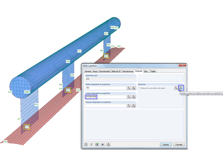 Integración automática de objetos en superficies cuadrangulares