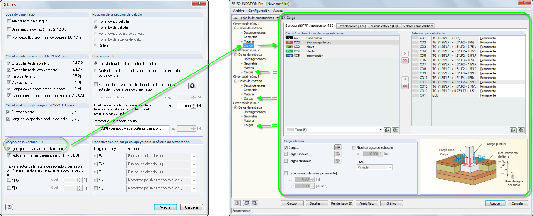 Identische Lasten für alle Fundamente