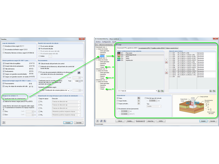 Identische Lasten für alle Fundamente