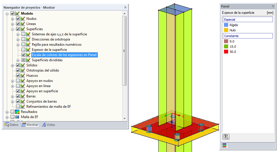 Farbskala der Dicken im Panel