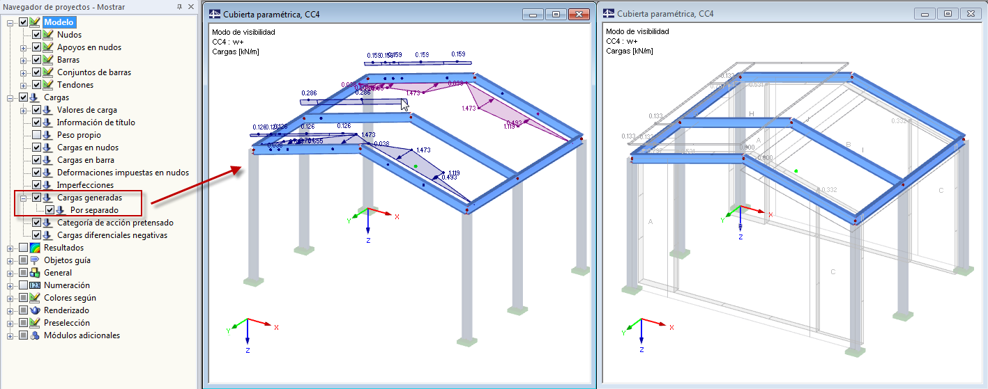 Uso del modo de visibilidad con cargas generadas