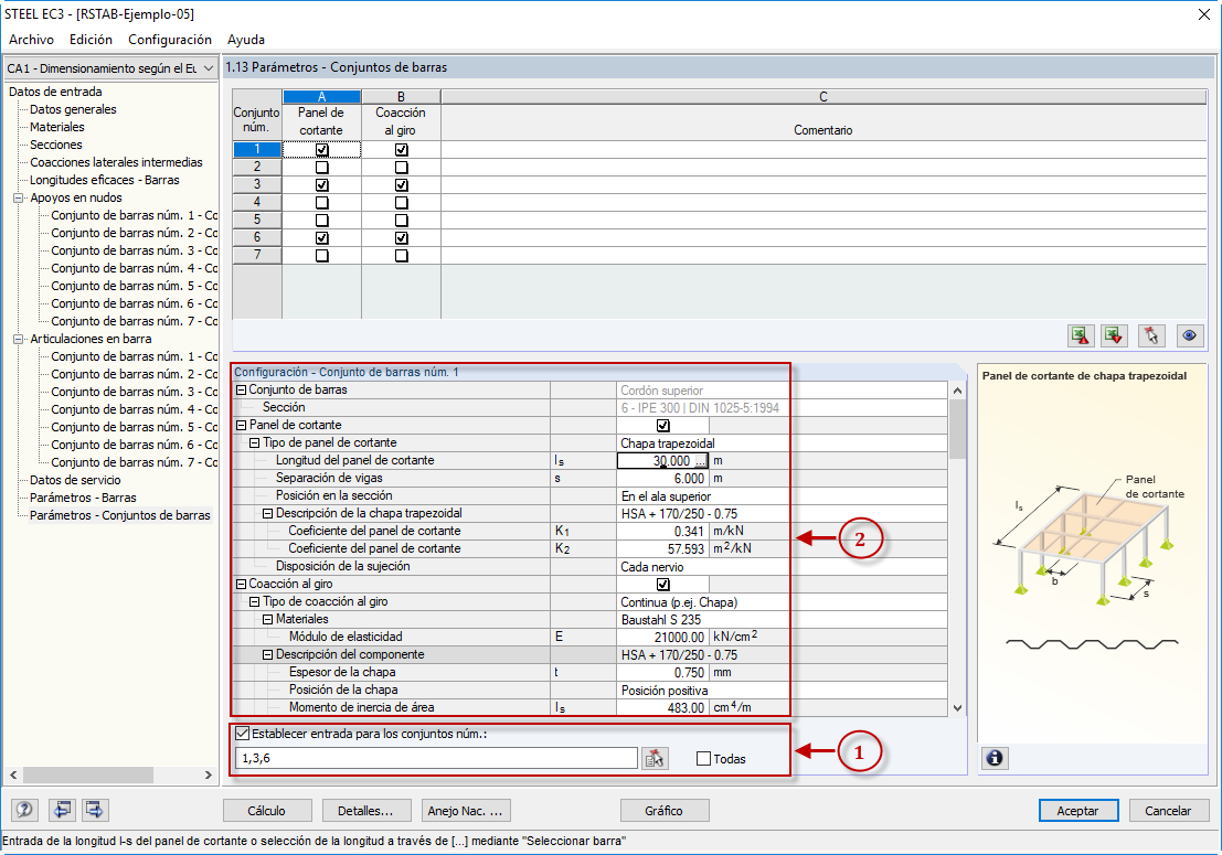 Asignar parámetros a varias barras o conjuntos de barras