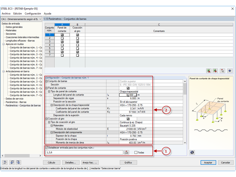 Asignar parámetros a varias barras o conjuntos de barras