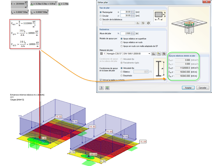 Cálculo de muelles de pilares