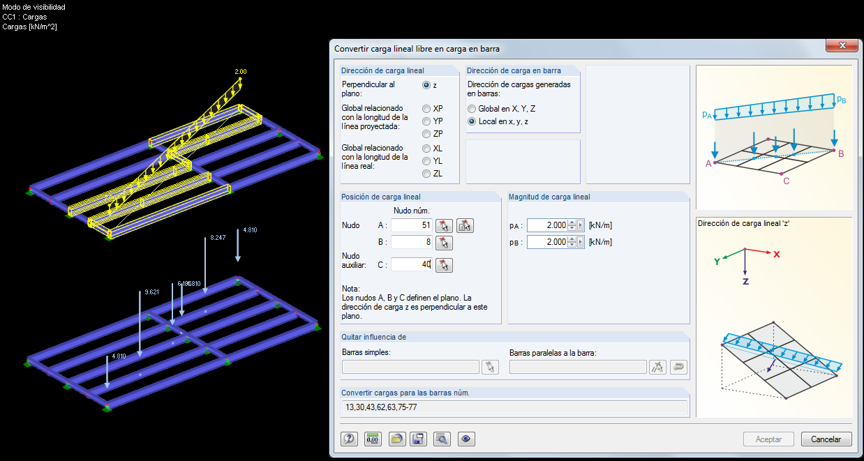 Carga en barra por carga lineal