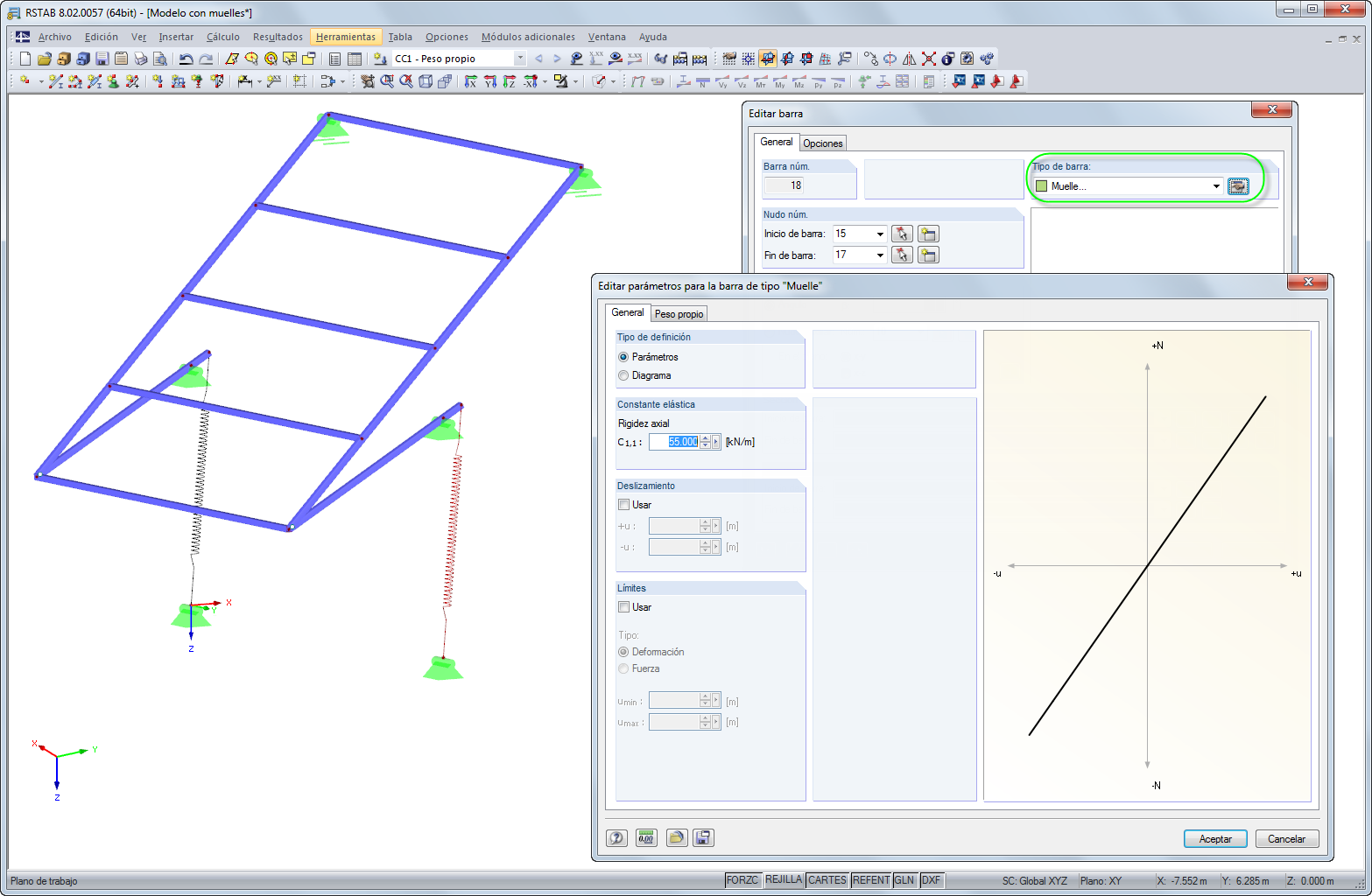 Tipo de barra "muelle"