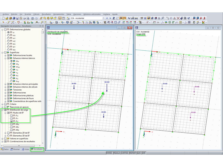 Comprobación de la entrada de carga a través de la distribución de carga
