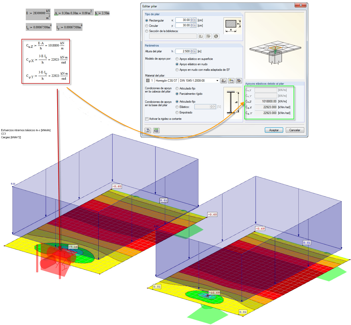 Cálculo de muelles de pilares