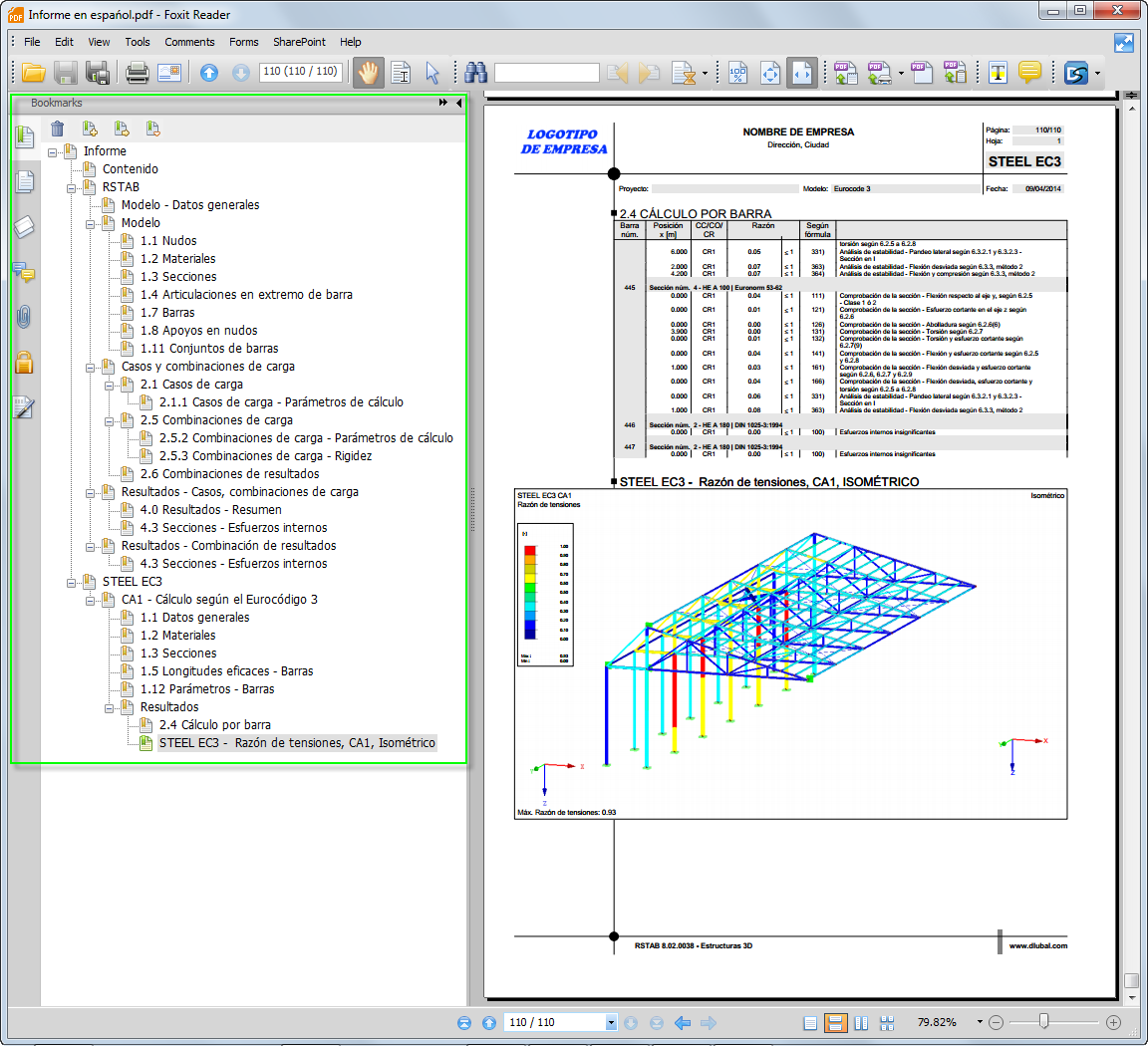 Exportación en PDF del informe
