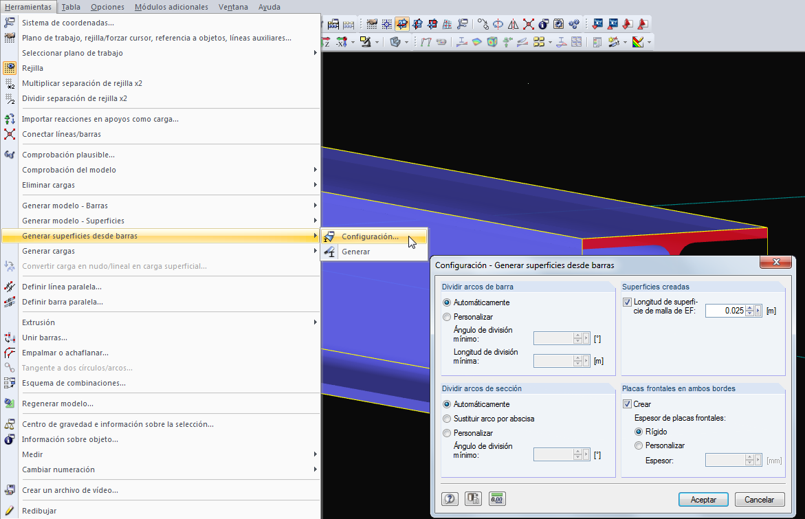 Generar superficies desde barra
