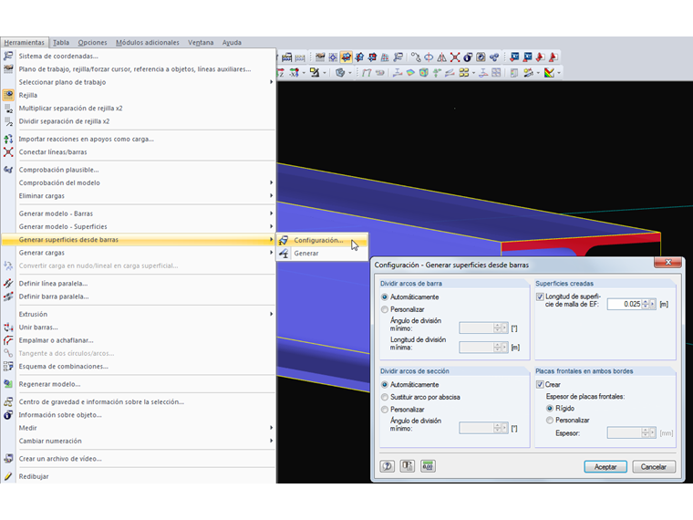 Generar superficies desde barra