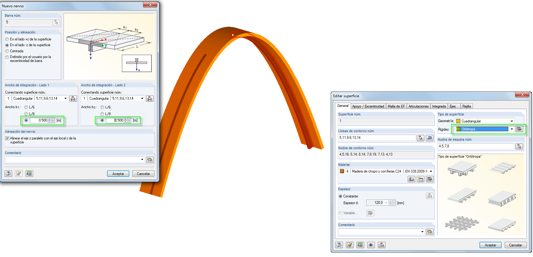 Modelado de vigas de cuelgue en estructuras de madera contralaminada con nervios
