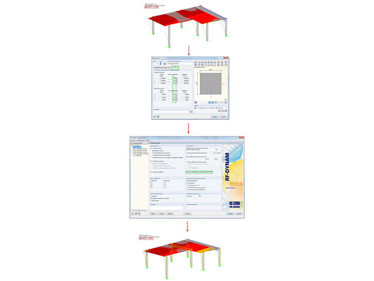 Frecuencia natural de la estructura antes de reducir la rigidez