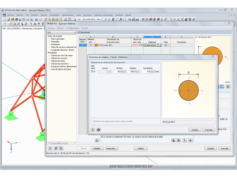 Optimización de secciones