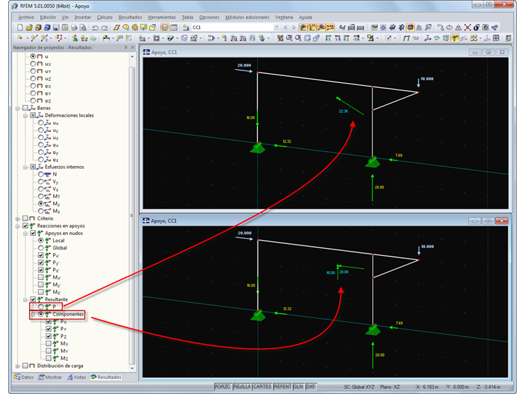 Fuerza de apoyo resultante
