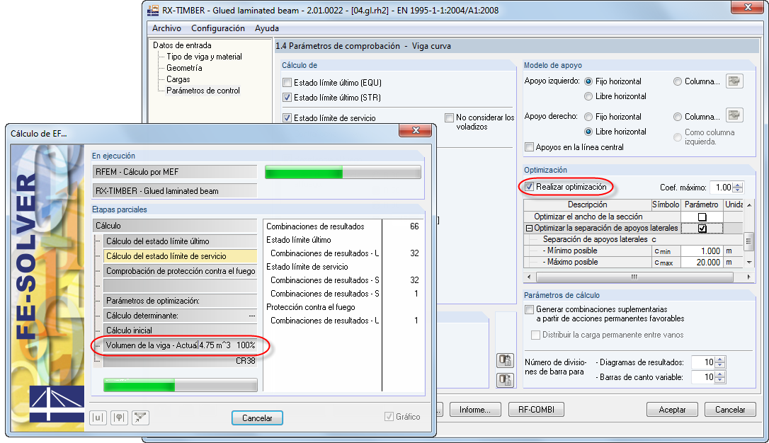 Optimización de apoyos laterales en RX-TIMBER