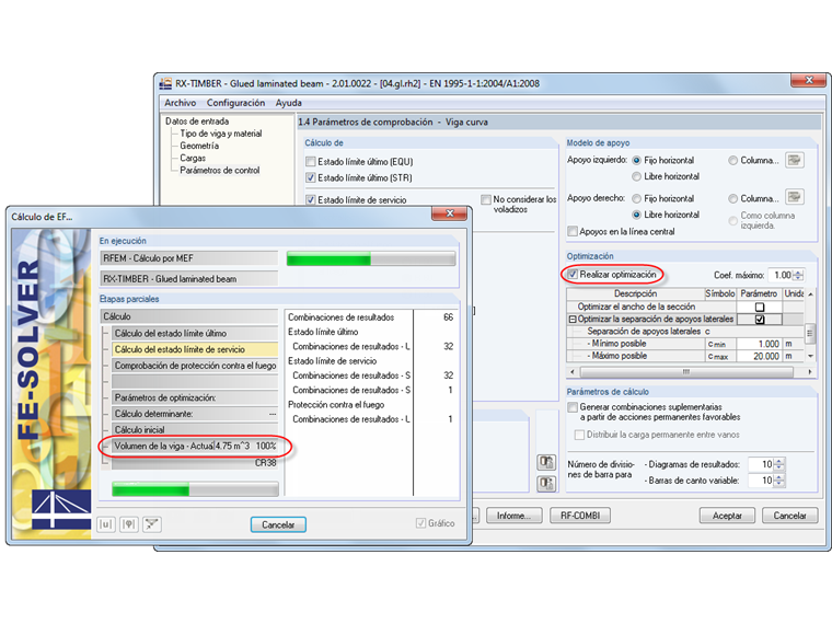 Optimización de apoyos laterales en RX-TIMBER