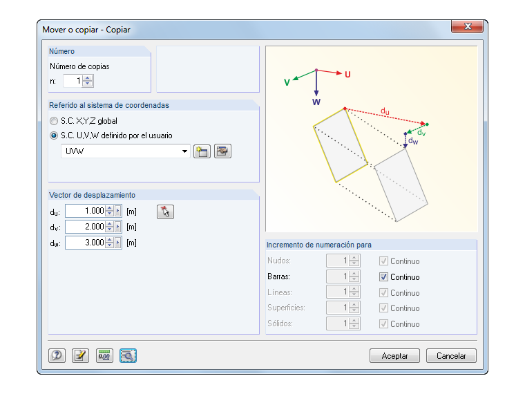 Mover y copiar en sistemas de coordenadas definidos por el usuario en RFEM 5 y RSTAB 8